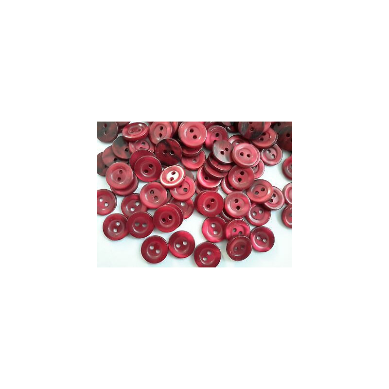 n 60 Bottoni rotondi plastica bordeaux cm 1,2 2 fori effetto madre perla
