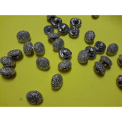 n 10 Bottoni ovali plastica colore argento cm 1,5x1,2 foro dietro