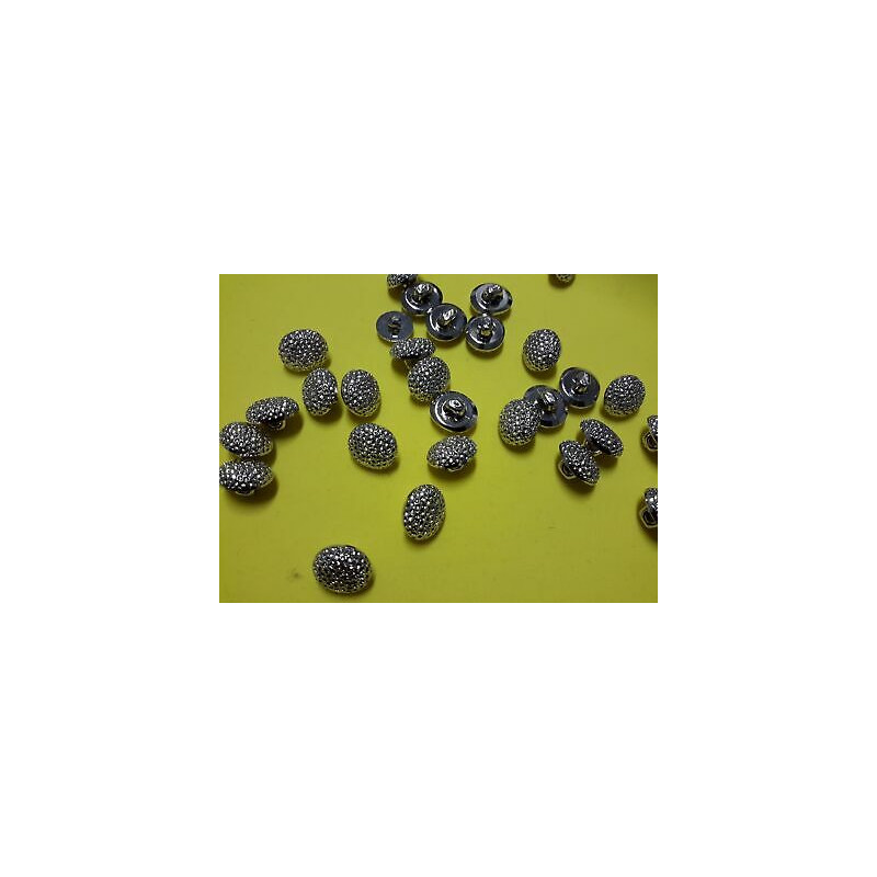 n 10 Bottoni ovali plastica colore argento cm 1,5x1,2 foro dietro