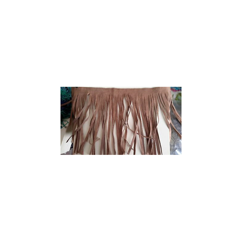 N.3 Applicazioni a frange in ecopelle scamosciato beige cm 16x2,5 cad