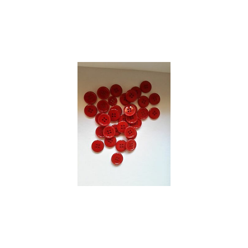 n 10  Bottoni rotondi plastica colore rosso cm 1,2 a 4 fori