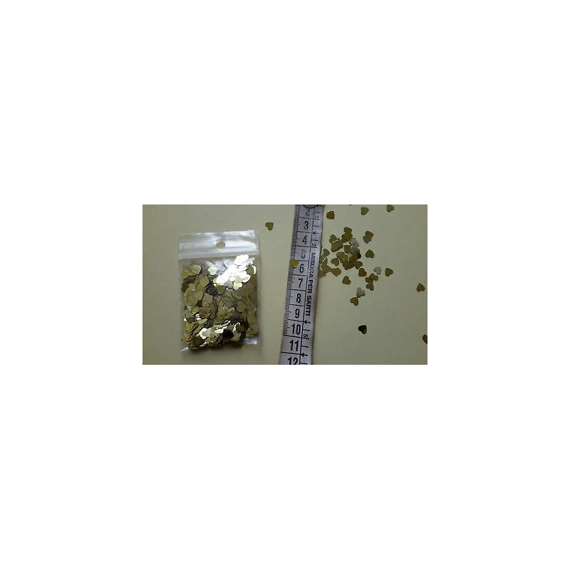 gr. 8 di Paillettes applicazioni a cuore oro 6 mm circa