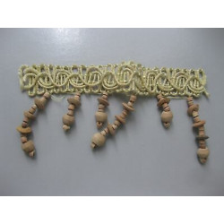 N. 1 Applicazione, decoro a frange in legno chiaro e beige cm 10x6