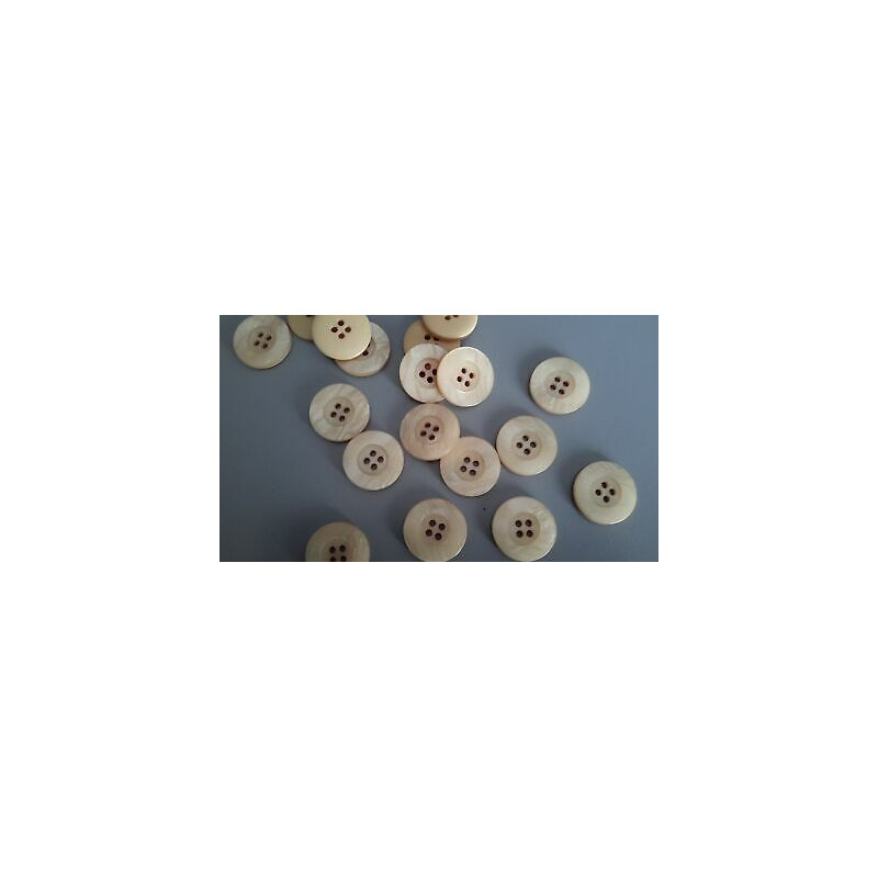 N. 10 Bottoni rotondi in plastica colore beige 4 fori mm 22 circa