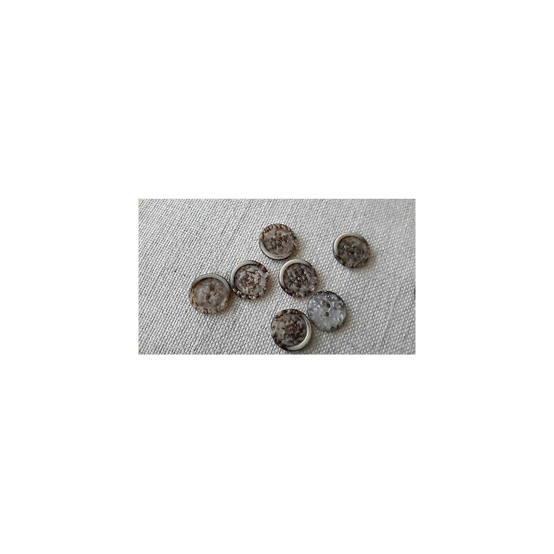 Occasione n. 8 bottoni rotondi 2 fori colore beige e grigio effetto marmo 