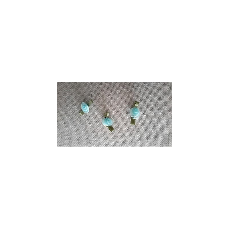 N. 7 Applicazioni decori in tessuto a fiore azzurro dimensioni cm 2x1