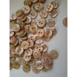 n 60 Bottoni rotondi plastica marroncino cm 1,2 2 fori effetto madre perla