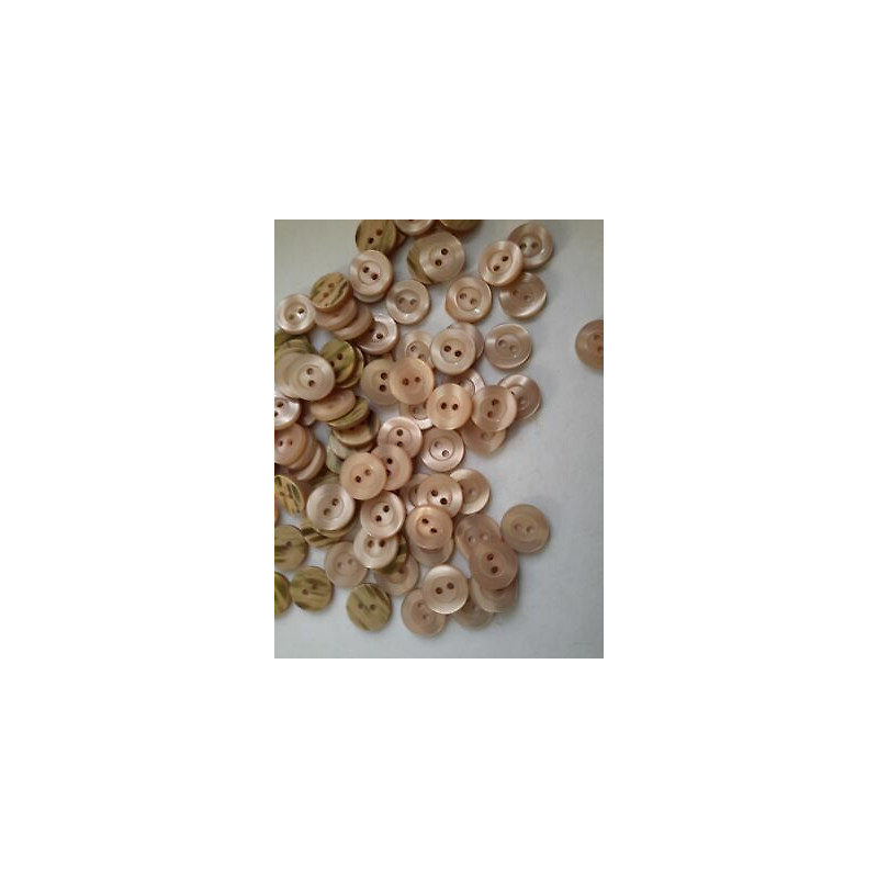 n 60 Bottoni rotondi plastica marroncino cm 1,2 2 fori effetto madre perla
