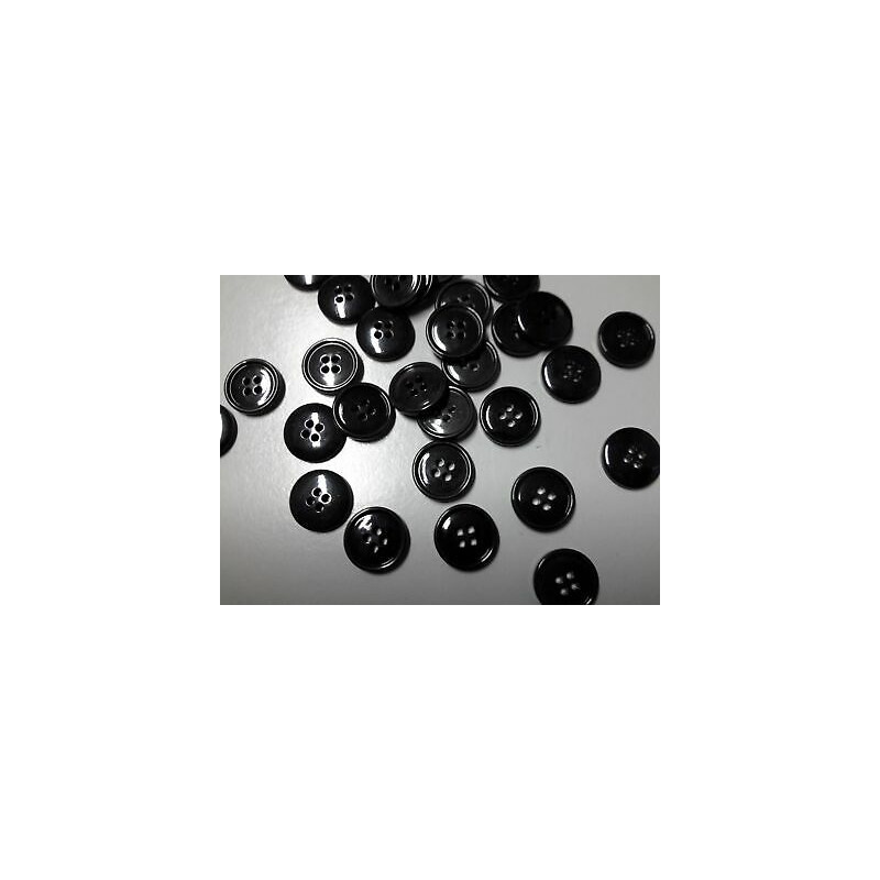 n 10 bottoni rotondi in plastica colore nero cm 1,4 a 4 fori