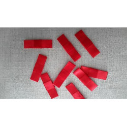 N. 10 Applicazioni decori in tessuto raso rosso a fiocco dimensioni cm 5x1