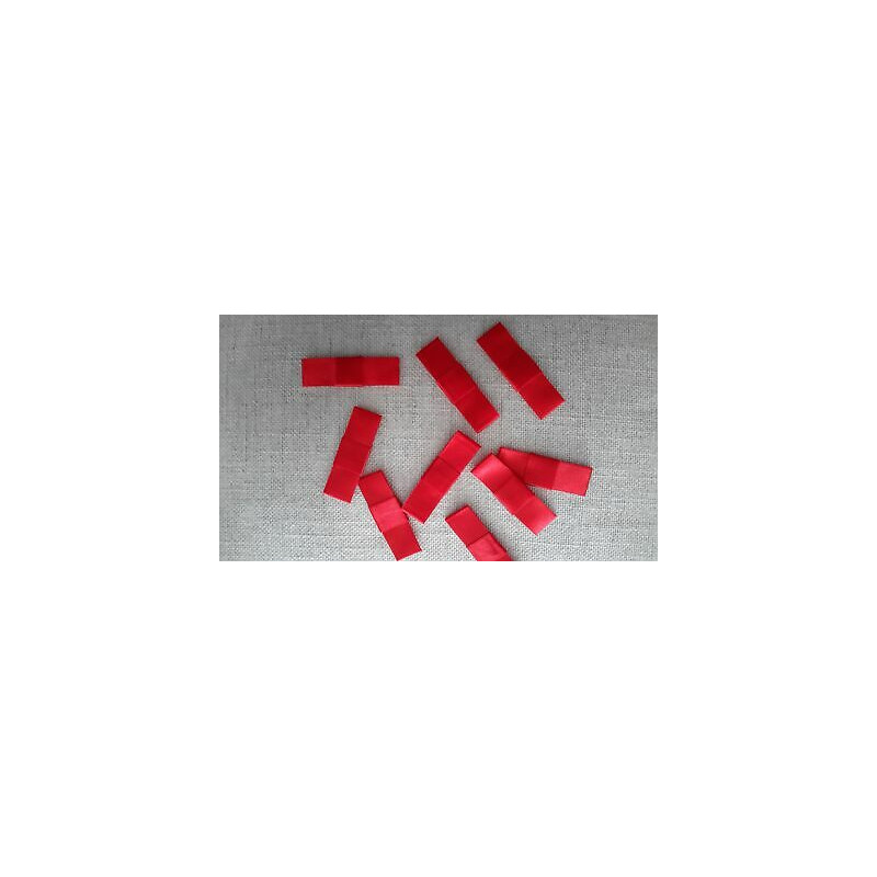N. 10 Applicazioni decori in tessuto raso rosso a fiocco dimensioni cm 5x1