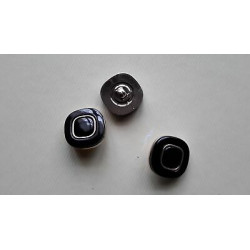 n 3 bottoni quadrati colore nero e argento cm 1,8 foro dietro