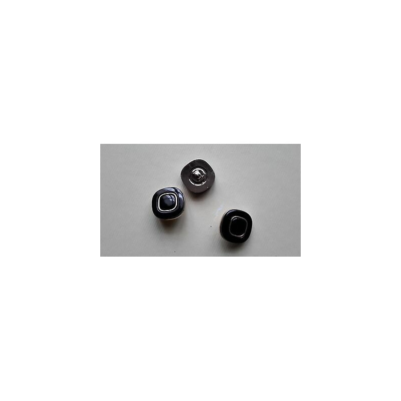 n 3 bottoni quadrati colore nero e argento cm 1,8 foro dietro