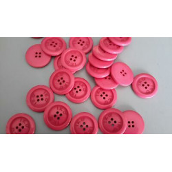 N. 10 Bottoni rotondi in plastica colore fuxia 4 fori mm 26 circa