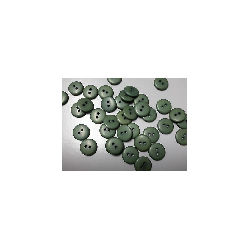 n 10 bottoni rotondi in plastica colore verde cm 1,50 a 2 fori