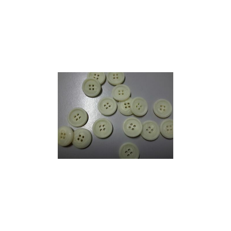 n 10 bottoni rotondi in plastica colore panna cm 1,9 a 4 fori