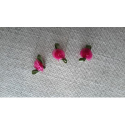 N. 10 Applicazioni decori in tessuto a fiore fuxia dimensioni cm 2x1