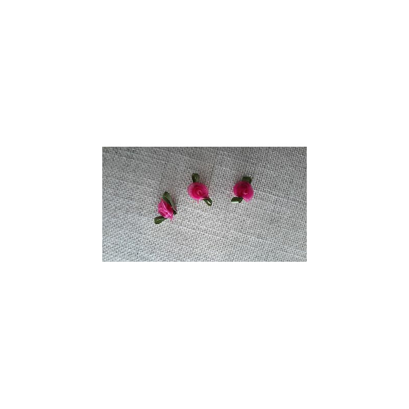 N. 10 Applicazioni decori in tessuto a fiore fuxia dimensioni cm 2x1