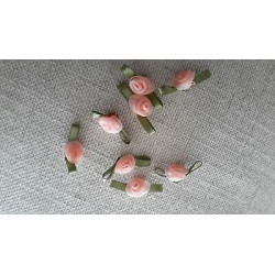 N. 13 Applicazioni decori in tessuto a fiore salmone dimensioni cm 3x1