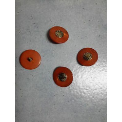 N. 11 Bottoni rotondi in plastica colore rosso e oro foro dietro mm 25 cir