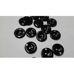 N. 10 Bottoni rotondi in plastica colore nero con brillantino 2 fori mm 21