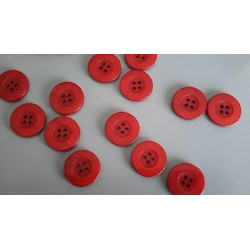 N. 10 Bottoni rotondi in plastica colore rosso 4 fori mm 22 circa
