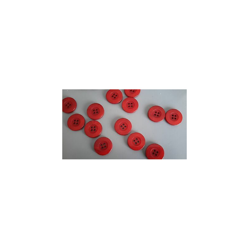 N. 10 Bottoni rotondi in plastica colore rosso 4 fori mm 22 circa