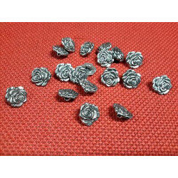 N. 10 Bottoni a forma di rosa in metallo colore argento anticato foro diet