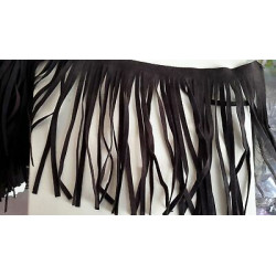 N.2 Applicazioni a frange in ecopelle scamosciato marrone cm 16x40 cad