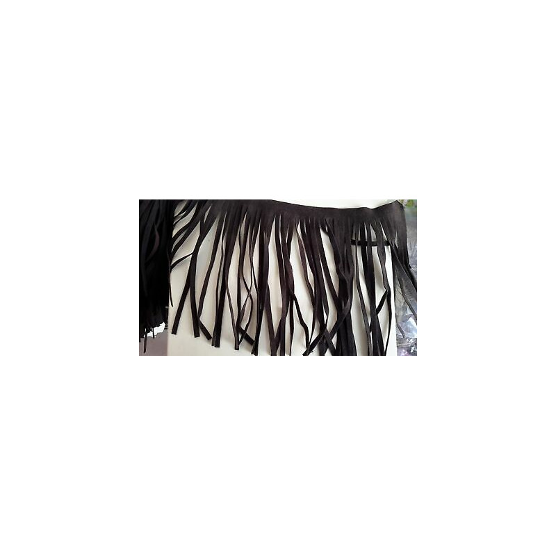 N.2 Applicazioni a frange in ecopelle scamosciato marrone cm 16x40 cad