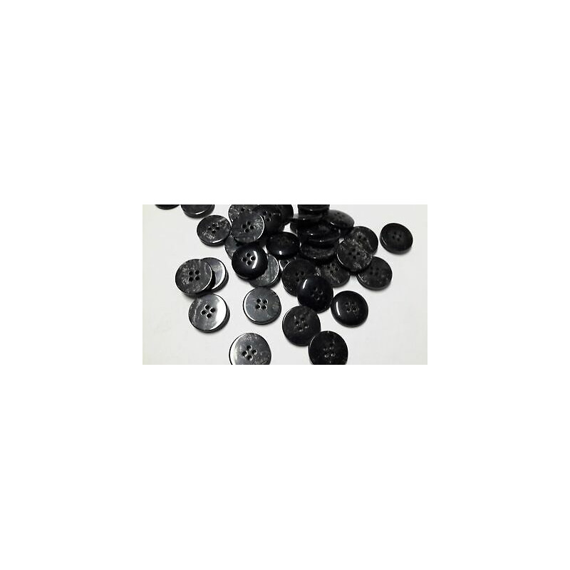 N. 10 Bottoni rotondi in plastica colore grigio scuro 4 fori mm 16 circa