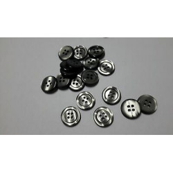 n 10 bottoni rotondi in plastica colore grigio cm 1,6 a 4 fori