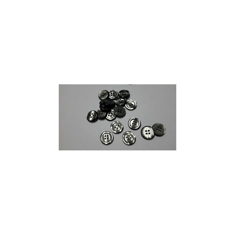n 10 bottoni rotondi in plastica colore grigio cm 1,6 a 4 fori