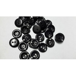 N. 10 Bottoni rotondi in plastica colore nero con brillantino 2 fori mm 16