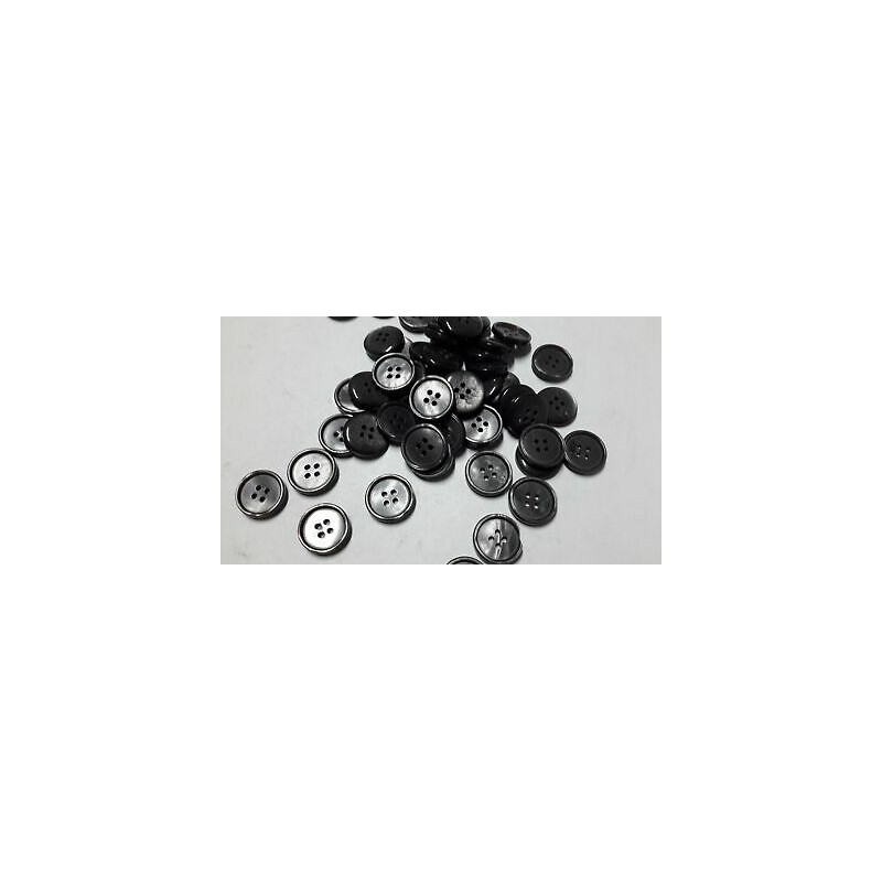 N. 60 Bottoni rotondi in plastica colore grigio 4 fori mm 14 circa