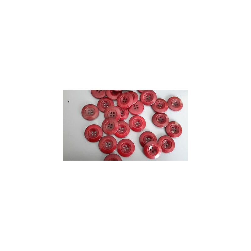 N. 10 Bottoni rotondi in plastica colore bordeaux 4 fori mm 22 circa