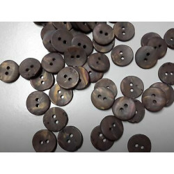 n 10 bottoni rotondi in plastica concavi colore marrone cm 1,40 a 2 fori