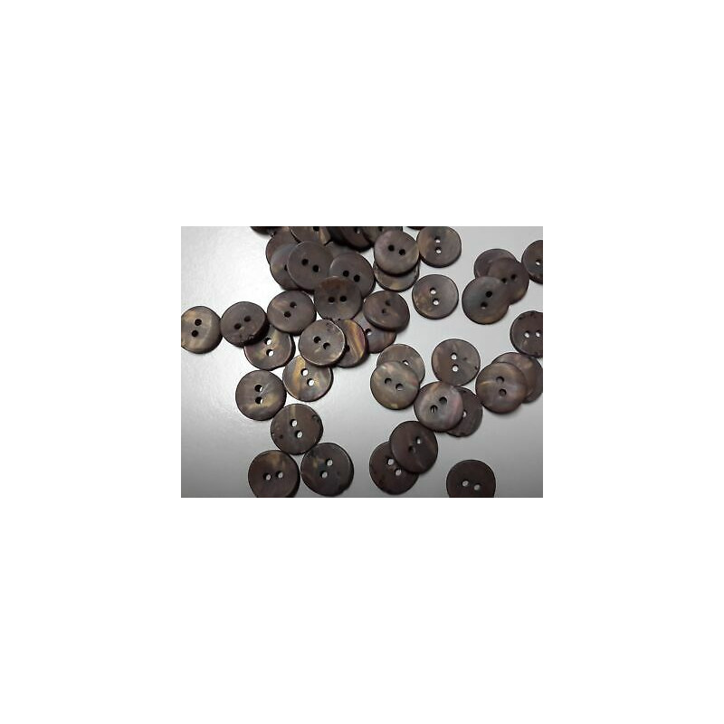 n 10 bottoni rotondi in plastica concavi colore marrone cm 1,40 a 2 fori