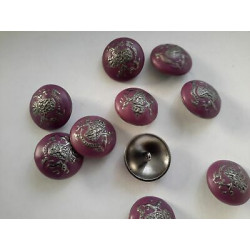 n 9 Bottoni rotondi metallo colore grigio e viola cm 2,5 foro dietro