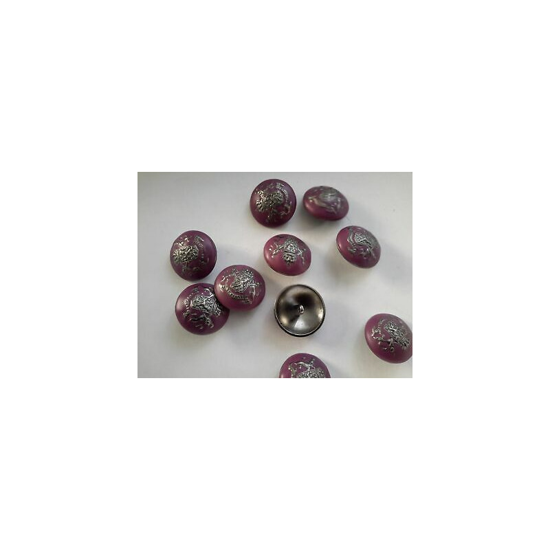 n 9 Bottoni rotondi metallo colore grigio e viola cm 2,5 foro dietro