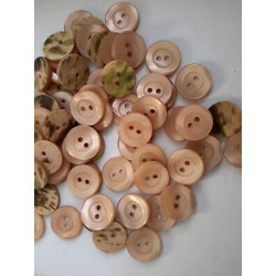 n 60 Bottoni rotondi plastica marroncino cm 1,5 2 fori effetto madre perla