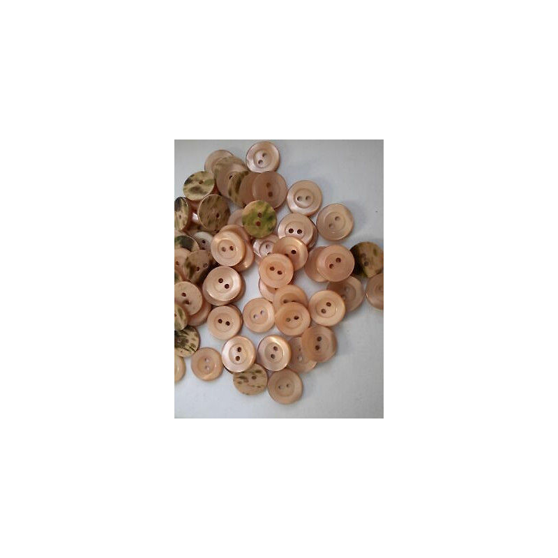 n 60 Bottoni rotondi plastica marroncino cm 1,5 2 fori effetto madre perla