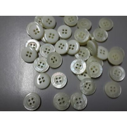 n 10 bottoni rotondi in plastica colore latte trasparente cm 1,5 a 4 fori