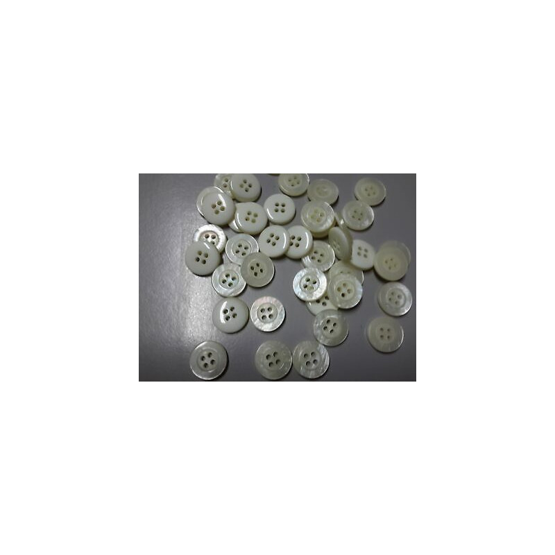 n 10 bottoni rotondi in plastica colore latte trasparente cm 1,5 a 4 fori