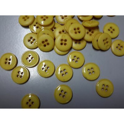 n 10 bottoni rotondi in plastica colore giallo paglia cm 1,5 a 4 fori