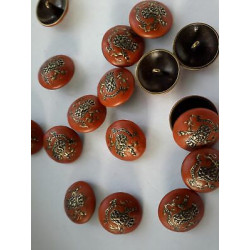 n 10 Bottoni rotondi metallo colore oro e arancio cm 2,5 foro dietro