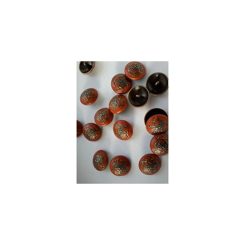 n 10 Bottoni rotondi metallo colore oro e arancio cm 2,5 foro dietro