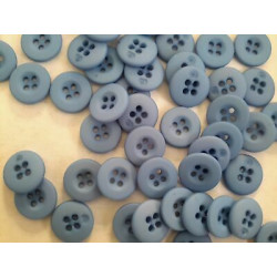 n 10 bottoni rotondi in plastica colore azzurro opaco cm 1,5 a 4 fori
