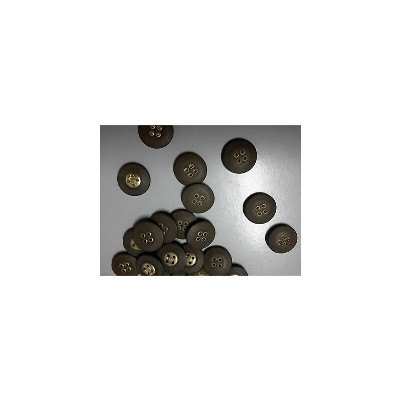 n 10 bottoni rotondi in plastica colore marrone e oro cm 2 a 4 fori