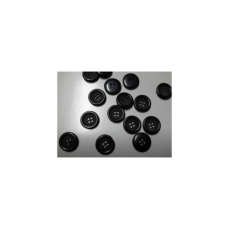 n 10 bottoni rotondi in plastica colore nero cm 1,6 a 4 fori
